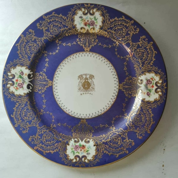 Maharaja of Bhopal princely state india porcelain plate by cauldron