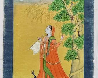 islamic handmade Pahari Kangra Or Bundi mughal Ragamala miniature Painting