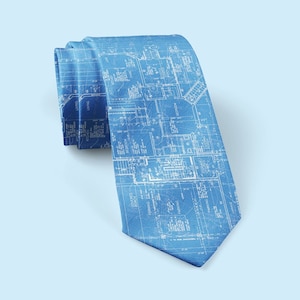 Architect Tie, Gift For Architect, Blueprint Tie, Floorplan Tie, Architecture Student Gift, Gift For Teacher, Gift For Student image 1