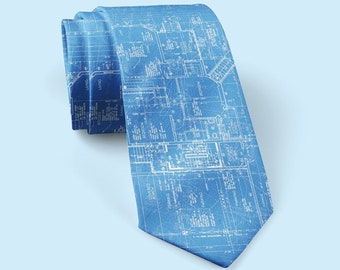 Architect Tie, Gift For Architect, Blueprint Tie, Floorplan Tie, Architecture Student Gift, Gift For Teacher, Gift For Student