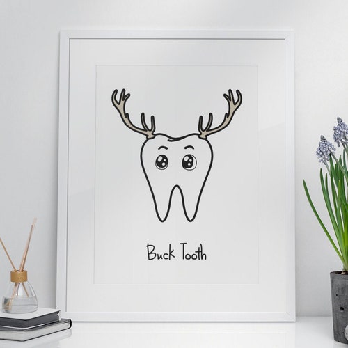 Crooked Tooth / Funny Dental Poster Wall Art / Dentist Teeth Etsy