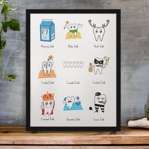 Funny Dental Poster Wall Art, Dentist Teeth Tooth Decor, Dental Orthodontist Office Art Premium Matte Posters