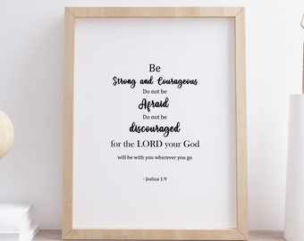 Bible Verse Nursery Wall Art, Sign, Proverb Joshua 1:9, Nursery Wall Art, Baby Shower Gift, Nursery Decor