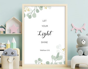 Bible Verse Nursery Wall Art, Sign, Proverb Matthew 5:16, Nursery Wall Art, Baby Shower Gift, Nursery Decor