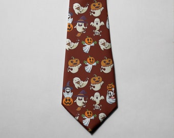 Pumpkin Ghost Necktie Ghost Tie Gothic Design Halloween Necktie Halloween Tie Horror Lovers Gift  Ghost Necktie