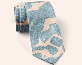 Contour Map Necktie, Topographic Map, Tie, Gift For Hiker, Geologist Gift, Travelers Gift, Map Print Tie