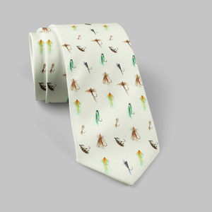 Fly Fishing Tie, Fishing Lover Tie, Fish Necktie for Him | Fisherman's Ties | Tackle Bait Fishermen Gifts Wedding Groomsmen Ties for Men