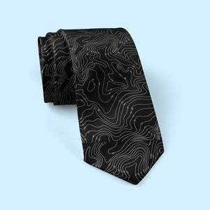 Contour Map Necktie, Topographic Map, Tie, Gift For Hiker, Geologist Gift, Travelers Gift, Map Print Tie