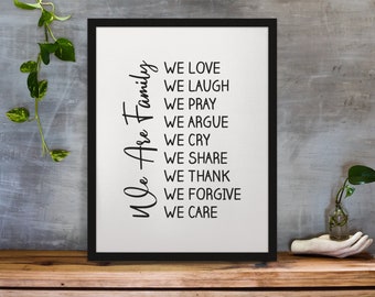 We Are Family Wall Decor, Family Quote Poster, Family Quote, Housewarming Premium Matter Print Posters