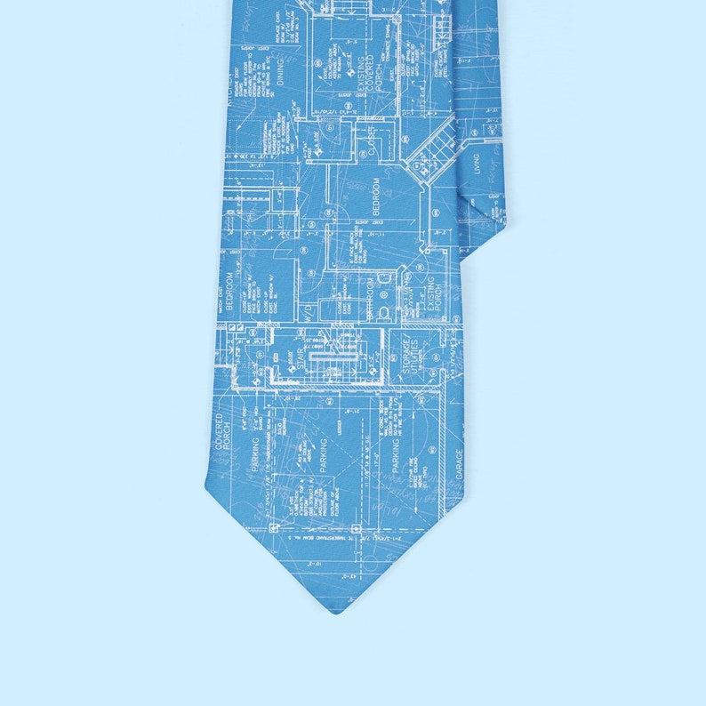 Architect Tie, Gift For Architect, Blueprint Tie, Floorplan Tie, Architecture Student Gift, Gift For Teacher, Gift For Student image 2