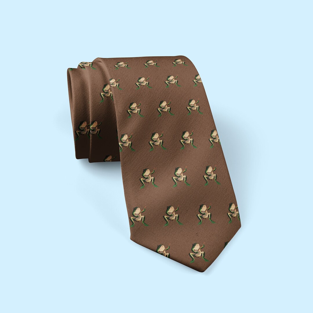 Banjo Playing Frog Tie, Men's Tie Print Necktie, Great for Weddings ...