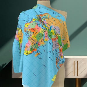 Weltkarte Schal für Frauen, Bunter Reise-Schal, Geographie-Liebhaber-Geschenk, Karten-Druck-Wrap, Abenteuer-Schal, Lehrer Geschenk für Sie