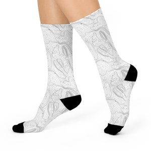 Art de la carte de contour | Chaussettes Topographie | Cadeau de randonnée | cadeau pour randonneur | Chaussettes cadeaux de voyage | Cadeau de pendaison de crémaillère | Chaussettes esthétiques | Nouveauté Chaussettes