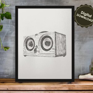 Speaker Wall Art, Speaker Poster , Music Print, Speaker Print, Records, Music Room Art, Man Cave Art Poster Digital Downloads