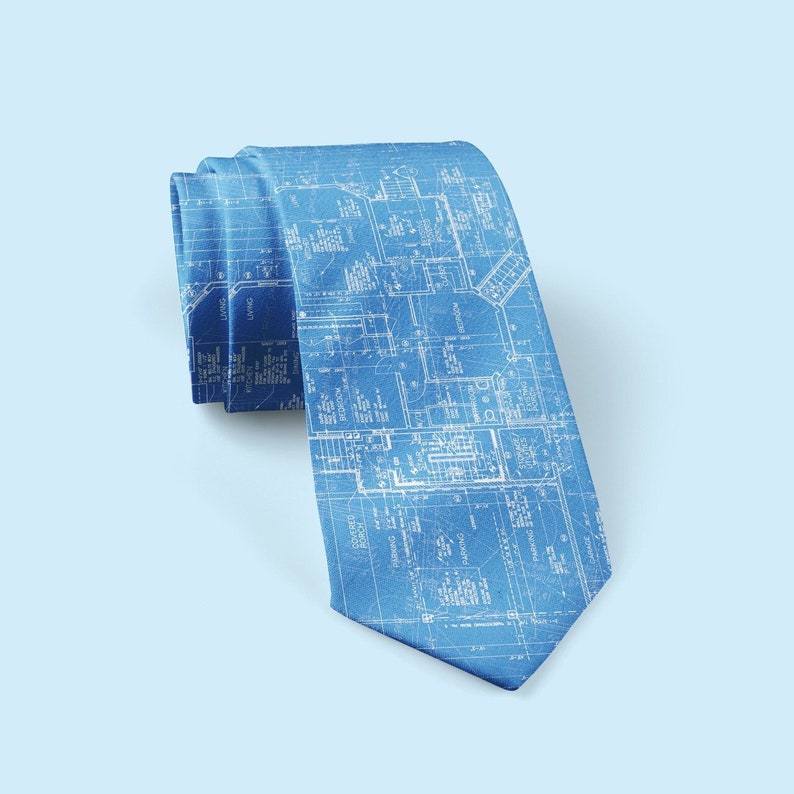 Architect Tie, Gift For Architect, Blueprint Tie, Floorplan Tie, Architecture Student Gift, Gift For Teacher, Gift For Student image 1