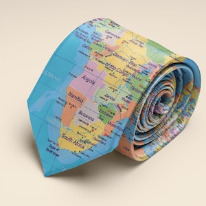 Cravate carte du monde pour voyageurs - Cravate globe pour professeurs de géographie, mariage ou remise des diplômes