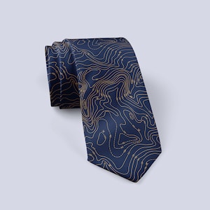 Contour Map Necktie, Topographic Map, Tie, Gift For Hiker, Geologist Gift, Travelers Gift, Map Print Tie