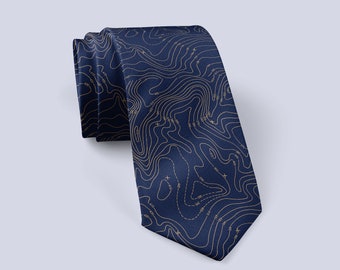 Contour Map Necktie, Topographic Map, Tie, Gift For Hiker, Geologist Gift, Travelers Gift, Map Print Tie