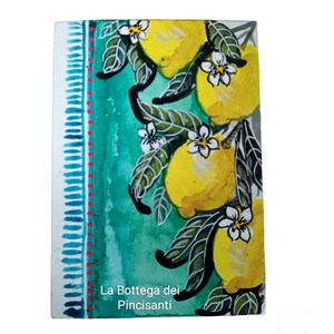 Lemons - Decorative panel hand painted on wood, with acrylic colors 15x10 cm