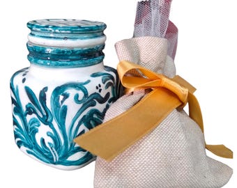 Italian glass container with lid, Sicilian jar with vintage charm and modern functionality, Great idea as a wedding favor
