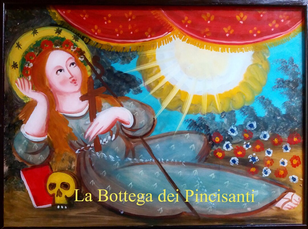 Painting on Glass Santa Rosalia Lying Sicily Sacred Popular Etsy
