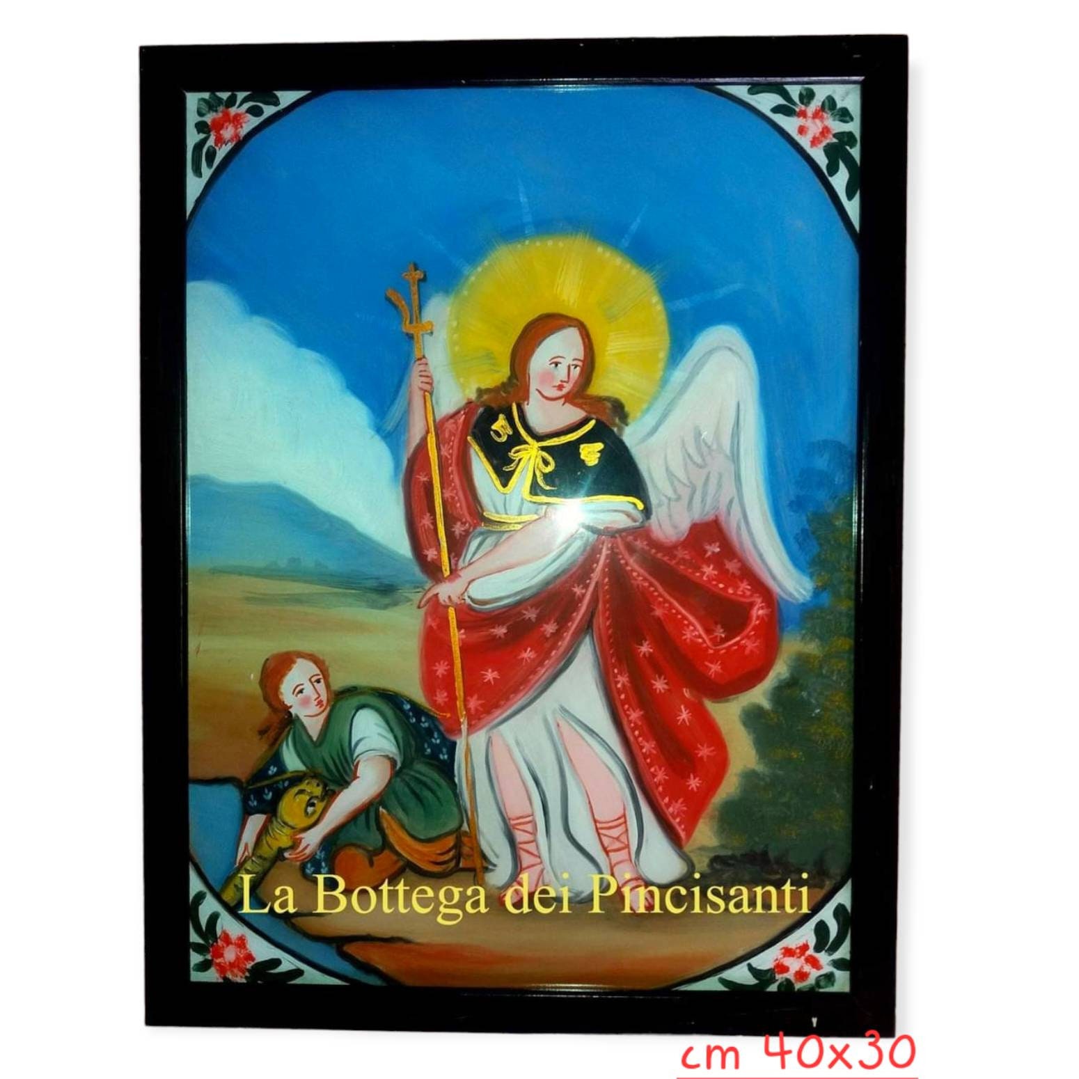 Painting on Glass, Tobit and the Angel Raphael, Sicily Sacred Popular ...