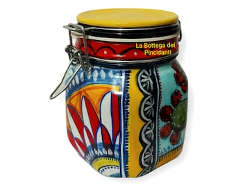 Storage jar, Hand-painted glass jar, Handcrafted elegance for your kitchen, Container with timeless charm