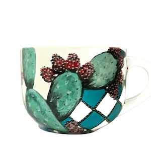 Mug Tazza Sicily hand decorated with typical Sicilian designs and prickly pears