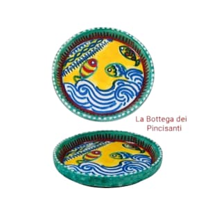 Sottobicchiere, Sottobottiglia in terracotta dipinto a mano | Motivi siciliani | Maiolica, limoni, Teste di Moro | Artigianato Made in Italy
