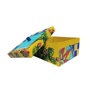 Sieraden- en objectendoos, handgeschilderde container met Siciliaanse en cactusvijgmotieven, aanpasbare handgemaakte geschilderde doos