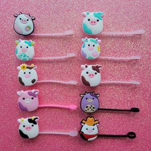 1PCS PVC Cute Cows Straw Topper Colourful Cow Straw Cover Drink Spill  Prevention Creative Accessories Dustproof Cup