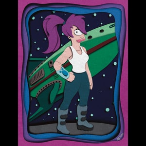 Leela Futurama art dorm room poster, cartoon artwork