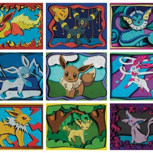 Abstract Pokemon Eeveelutions Poster Eevee Umbreon Leafeon Canvas