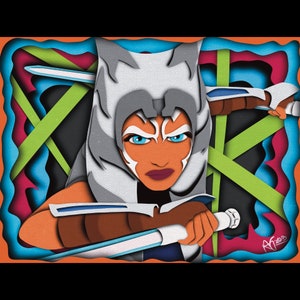 Poster di stampa artistica dell&#39;apprendista fantasy spaziale Ahsoka, in più dimensioni