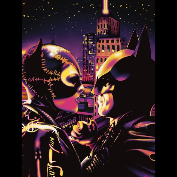 Batman and Catwoman Tim Burton art print poster, assorted sizes