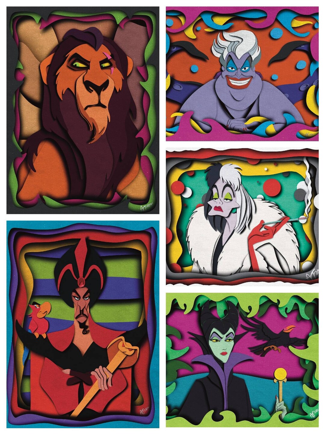 Disney Villains Assorted Posters Mix and Match Art Print Set Etsy