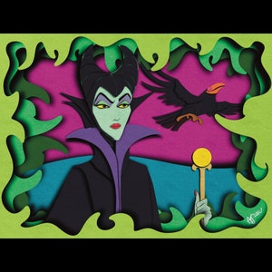 Póster de la malvada bruja Maléfica, villanos, dibujos animados para dormitorio, ilustraciones en varios tamaños