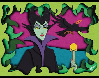 Stampa artistica di Maleficent Villain: decorazione per dormitorio con strega cattiva