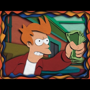 Fry Futurama shut up and take my money art dorm room poster, cartoon artwork