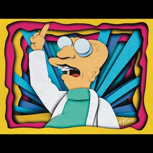 The Professor Futurama art dorm room poster, cartoon artwork