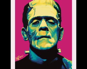 Frankenstein art print Universal Monsters poster Halloween artwork