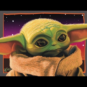 Póster con impresión artística infantil de fantasía espacial de Baby Yoda Grogu, varios tamaños