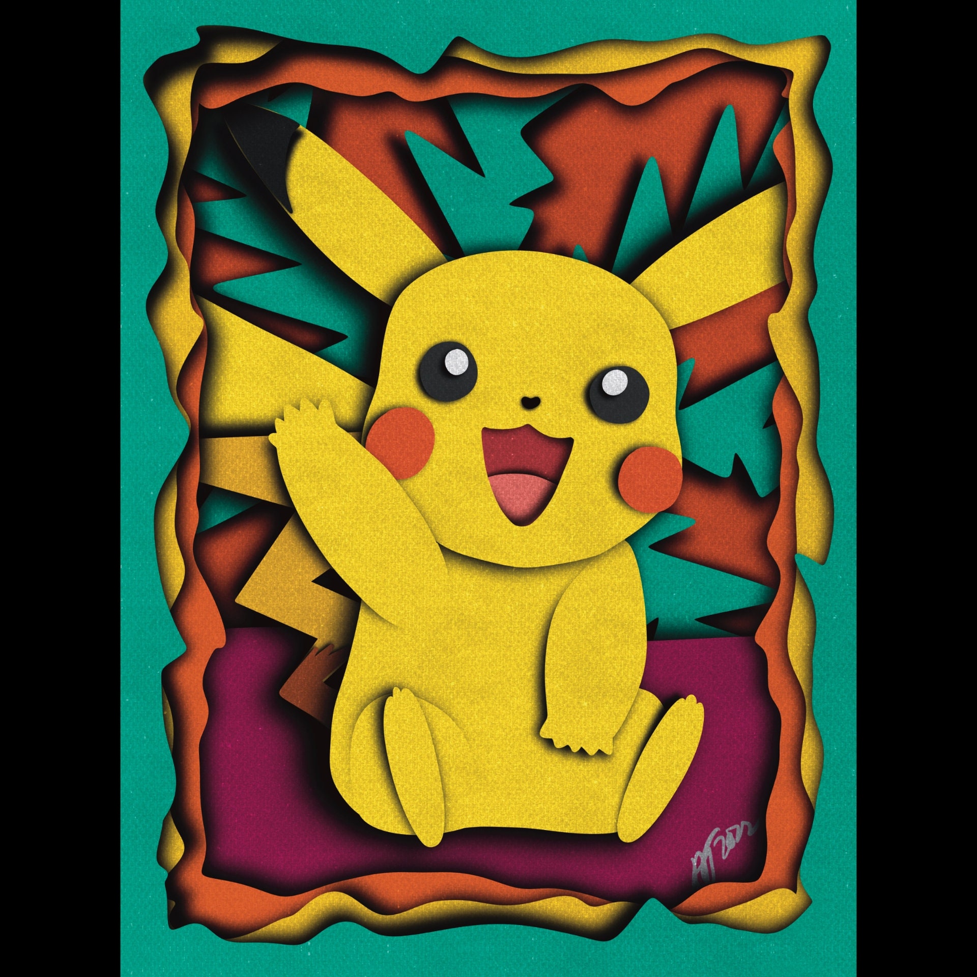 ピカチュウポケモンアートプリント | かわいいアニメスタイルの肖像画