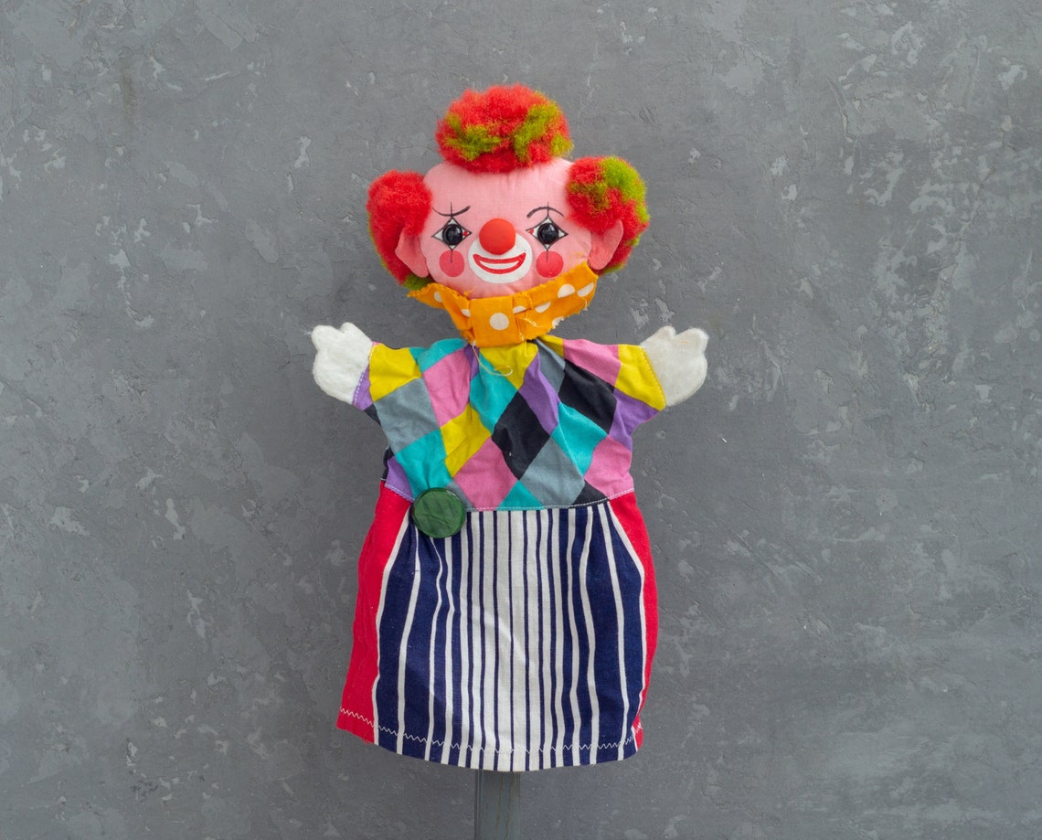 Rare Hand Puppet Clown Textile Clown Clown Puppet Toy Etsy UK