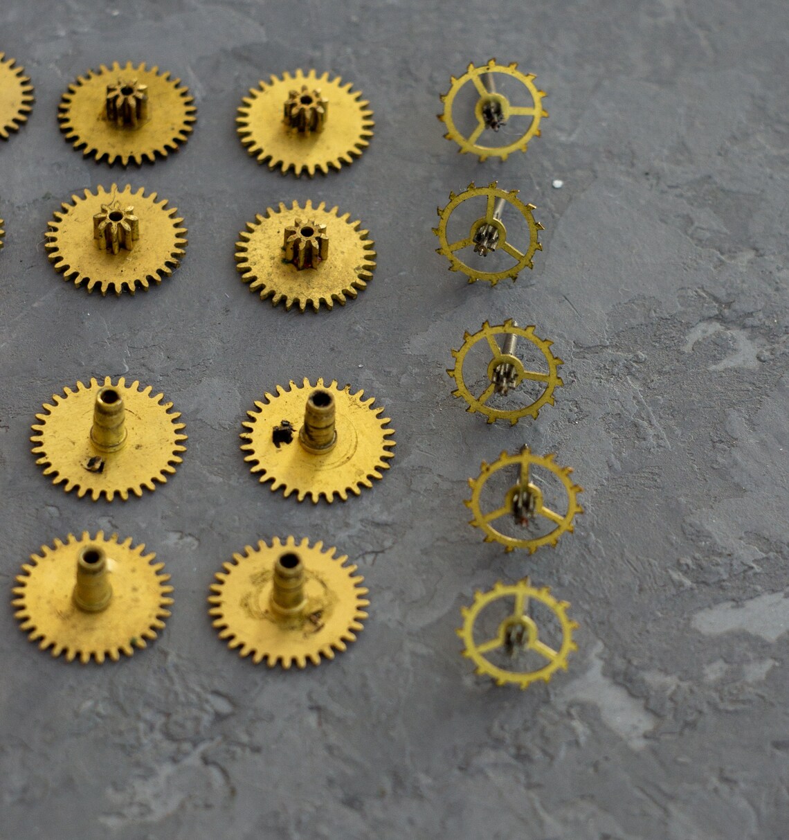 Set Of 35 Brass Clock Gears Small Brass Gears Golden Clock Etsy