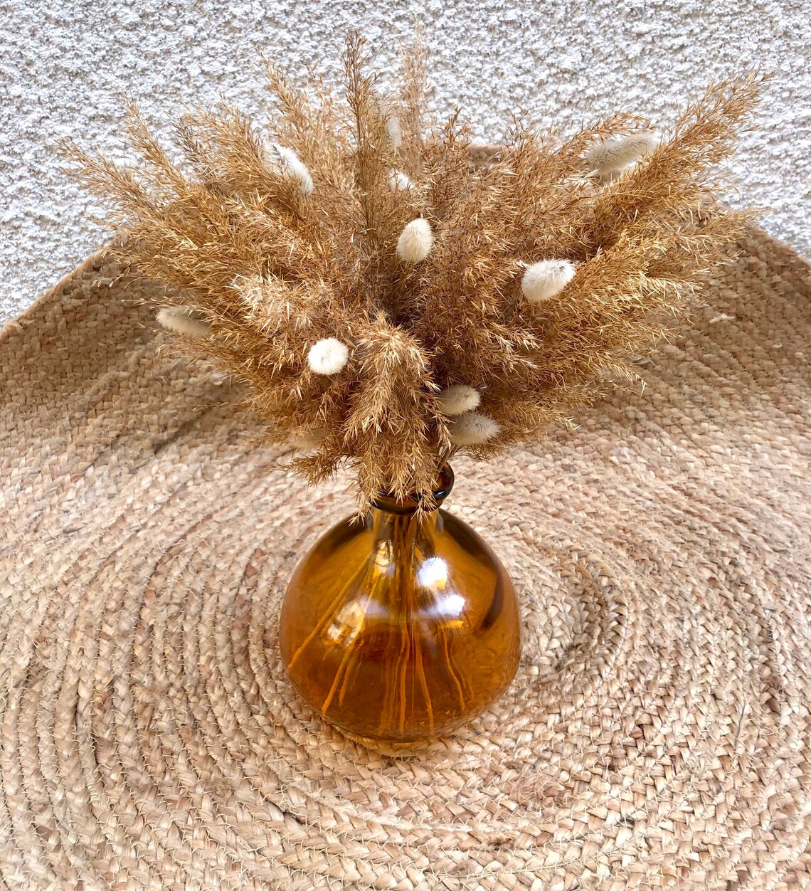 Duo Dame Jeanne et son bouquet Pampa roseaux et lagarus Etsy