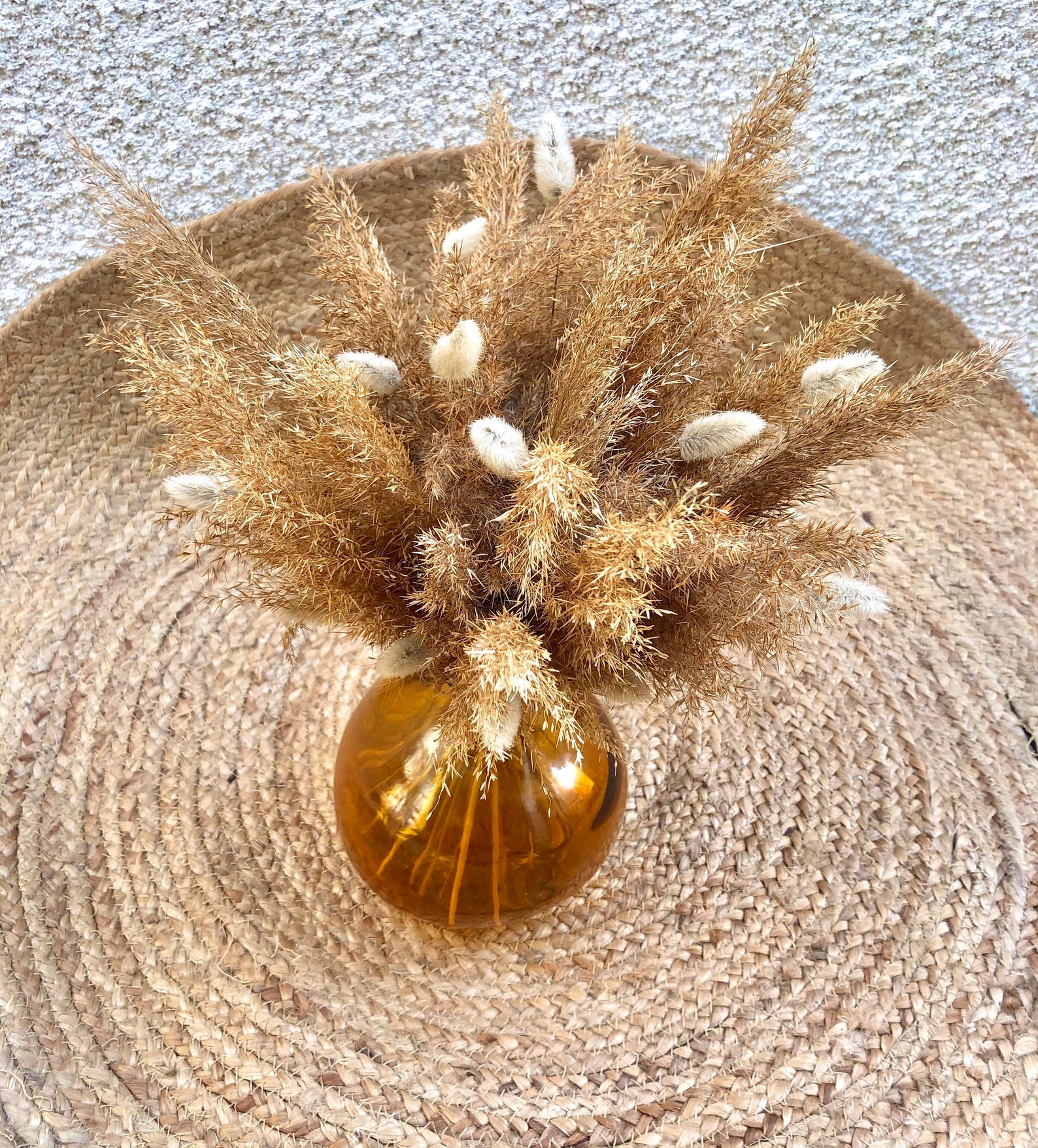 Duo Dame Jeanne et son bouquet Pampa roseaux et lagarus Etsy