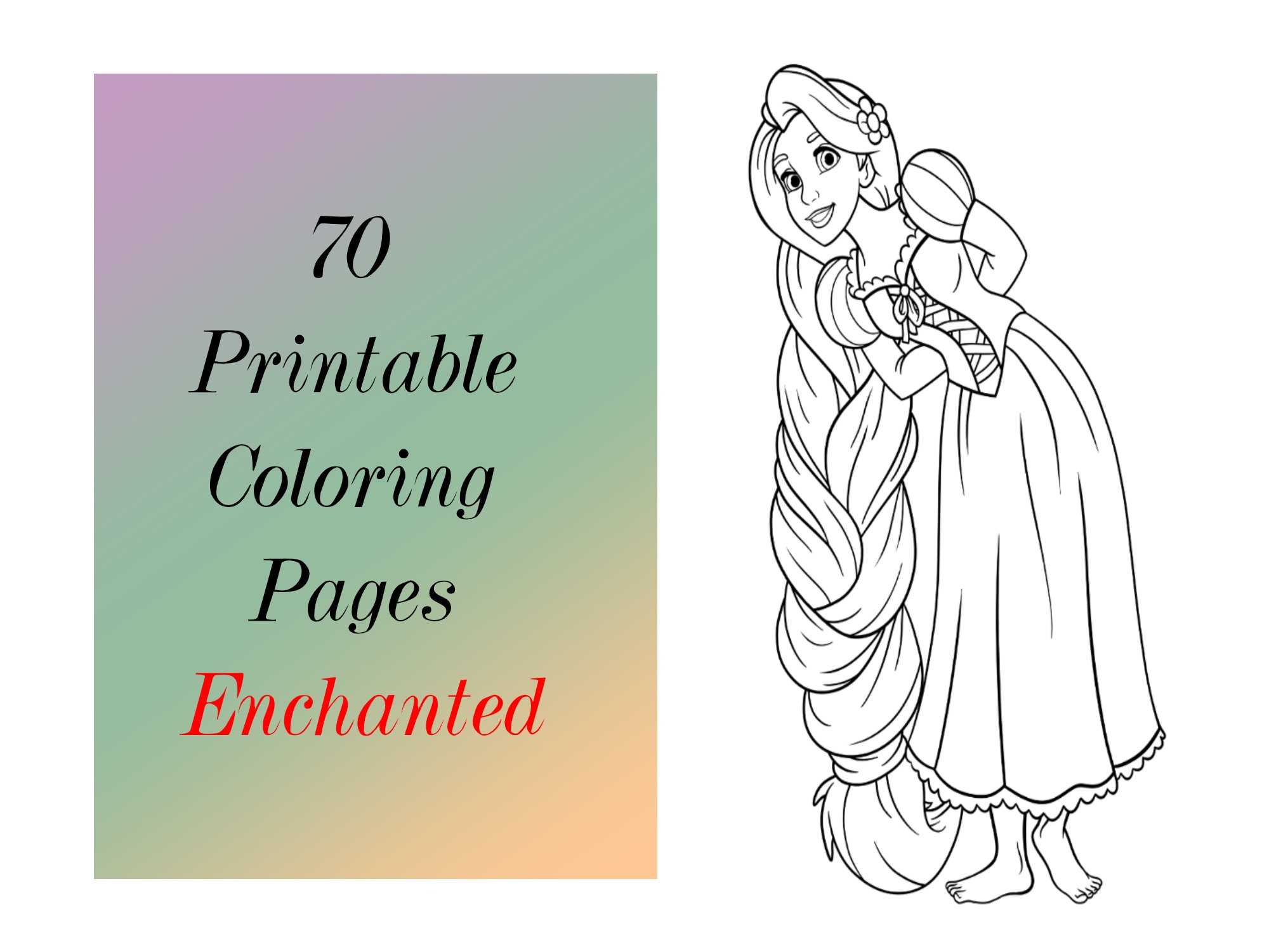 coloring pages of princesses pdf printable cute easy color etsy