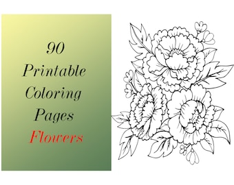 Coloring Pages Flowers PDF, Printable Cute Easy Color Pages To Print, Colouring Pages Adults, Kids Girls Activity At Home, Instant Download