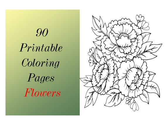 coloring pages flowers pdf printable cute easy color pages to etsy